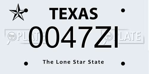 0047ZI Texas License Plate