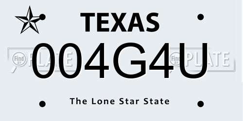 004G4U Texas License Plate