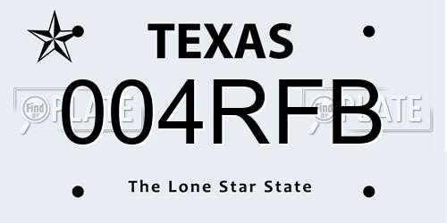 004RFB Texas License Plate