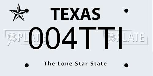 004TTI Texas License Plate