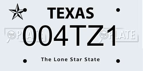 004TZ1 Texas License Plate