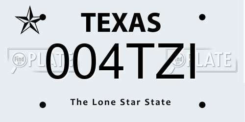 004TZI Texas License Plate