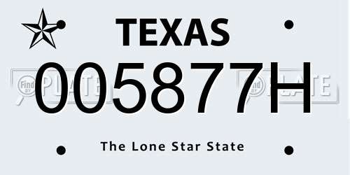 005877H Texas License Plate