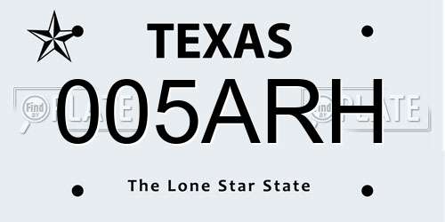 005ARH Texas License Plate