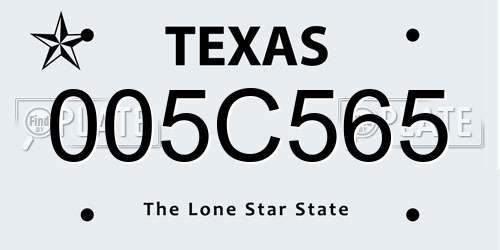 005C565 Texas License Plate