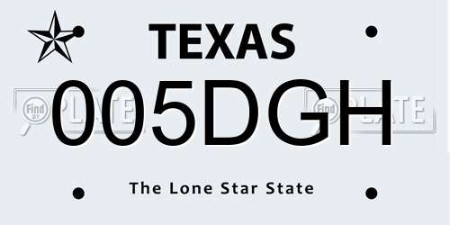 005DGH Texas License Plate