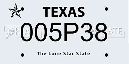 005P38 Texas License Plate