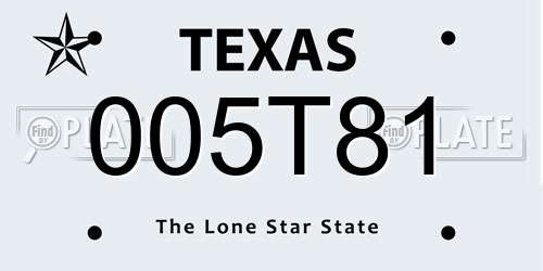005T81 Texas License Plate