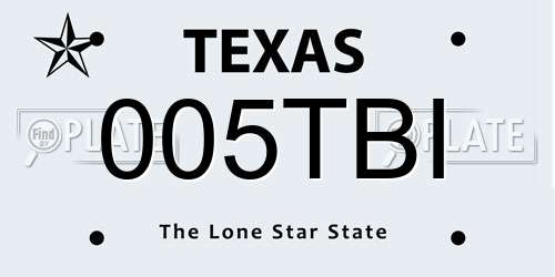 005TBI Texas License Plate