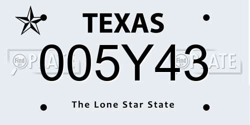 005Y43 Texas License Plate