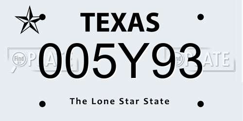 005Y93 Texas License Plate
