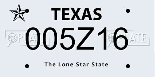 005Z16 Texas License Plate