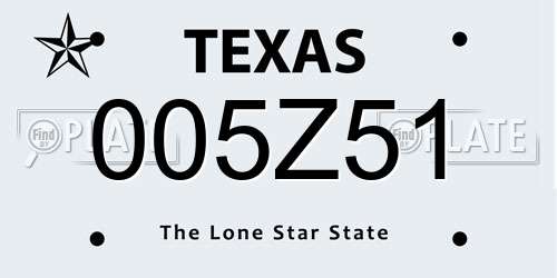 005Z51 Texas License Plate