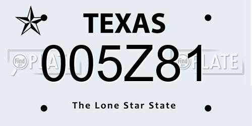 005Z81 Texas License Plate