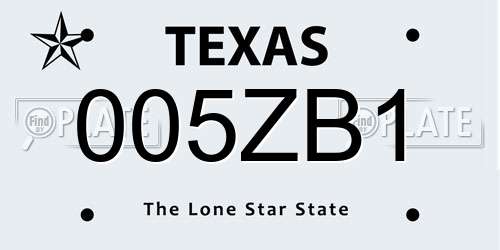 005ZB1 Texas License Plate