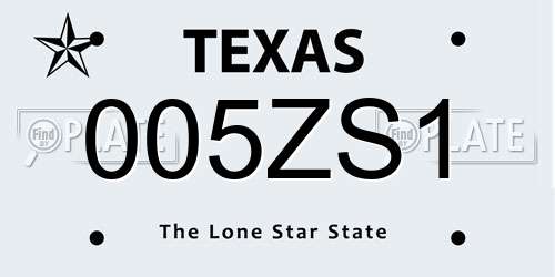 005ZS1 Texas License Plate