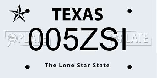 005ZSI Texas License Plate