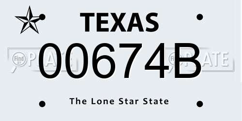 00674B Texas License Plate