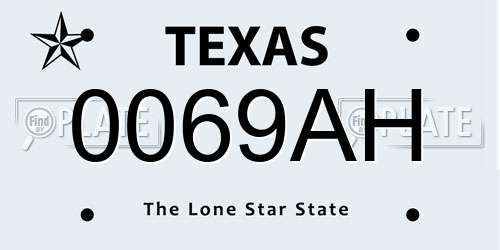 0069AH Texas License Plate