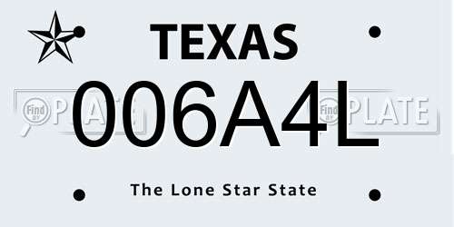 006A4L Texas License Plate