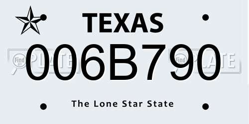 006B790 Texas License Plate