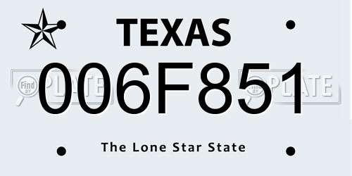 006F851 Texas License Plate