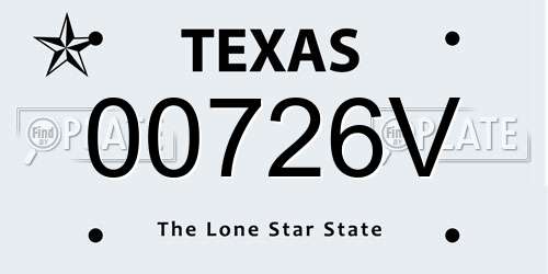 00726V Texas License Plate