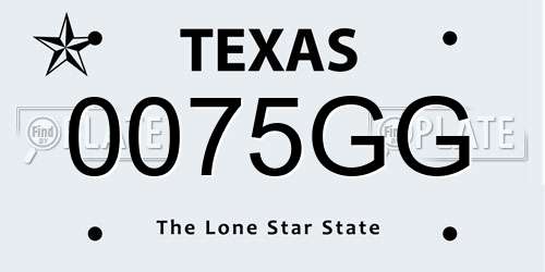 0075GG Texas License Plate
