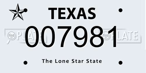 007981 Texas License Plate