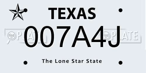 007A4J Texas License Plate