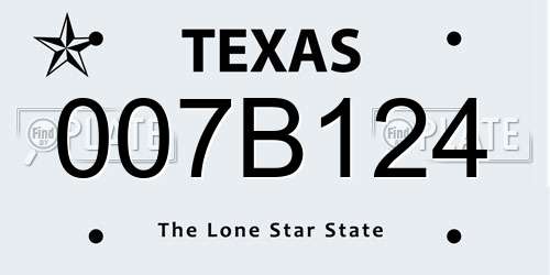 007B124 Texas License Plate