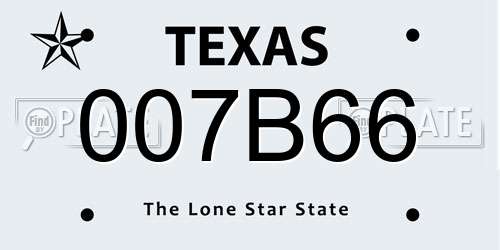 007B66 Texas License Plate