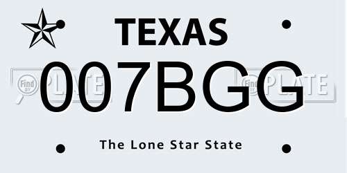 007BGG Texas License Plate