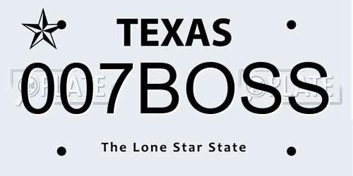 007BOSS Texas License Plate