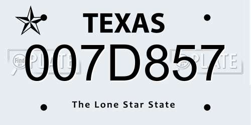 007D857 Texas License Plate