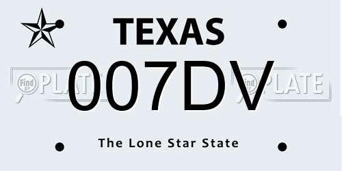 007DV Texas License Plate