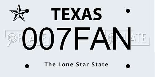 007FAN Texas License Plate