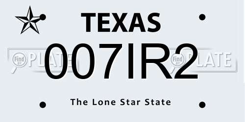 007IR2 Texas License Plate