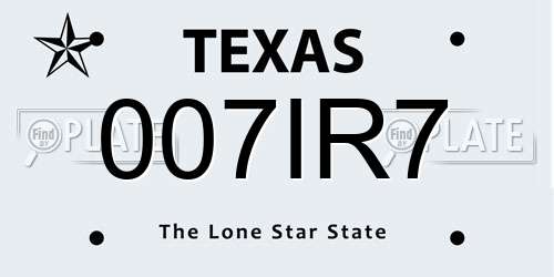 007IR7 Texas License Plate