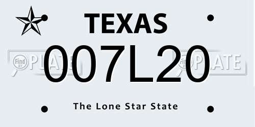007L20 Texas License Plate