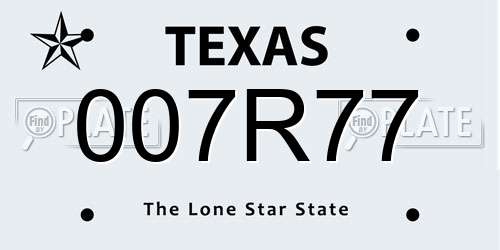 007R77 Texas License Plate