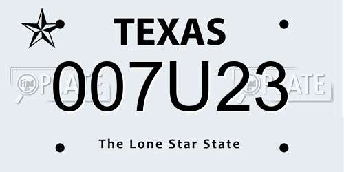 007U23 Texas License Plate