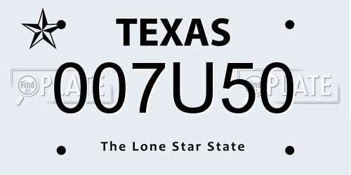 007U50 Texas License Plate