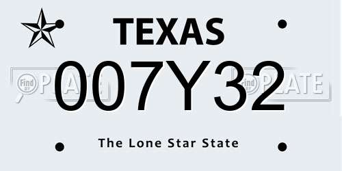 007Y32 Texas License Plate