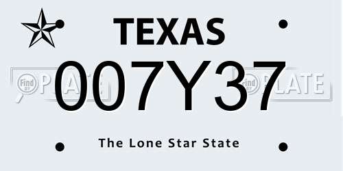 007Y37 Texas License Plate
