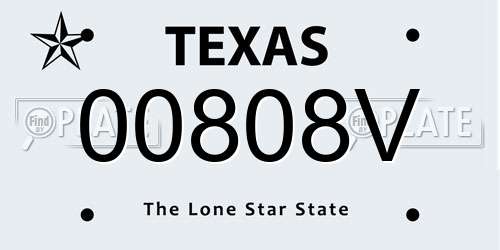 00808V Texas License Plate