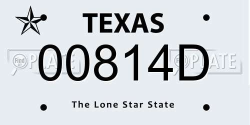 00814D Texas License Plate