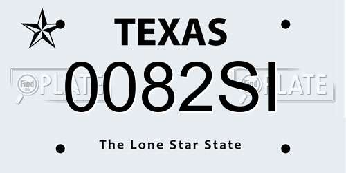 0082SI Texas License Plate