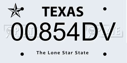 00854DV Texas License Plate
