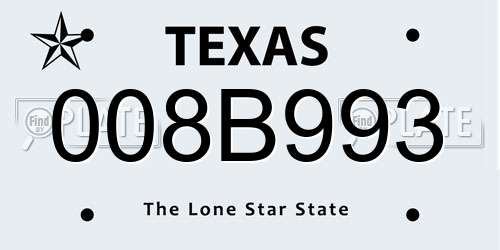 008B993 Texas License Plate